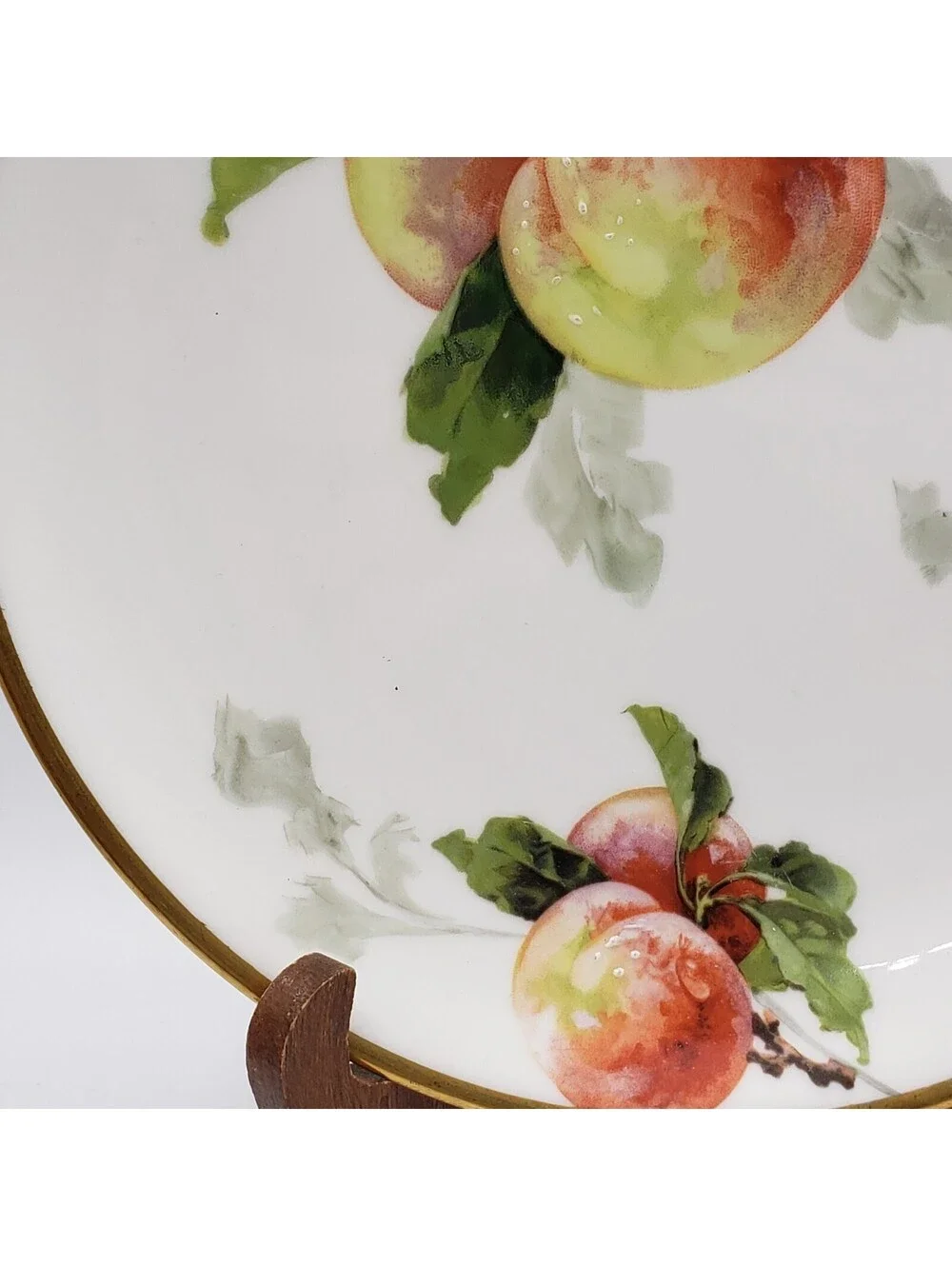 Vintage Hand Painted Plate Peaches Signed A. Lanternier Limoges France Porcelain
